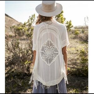 The CATALINA Crocheted Detail Kimono Cardigan